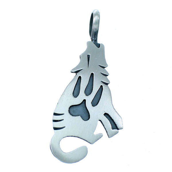 Wolf Navajo Authentic Sterling Silver Pendant RX110308